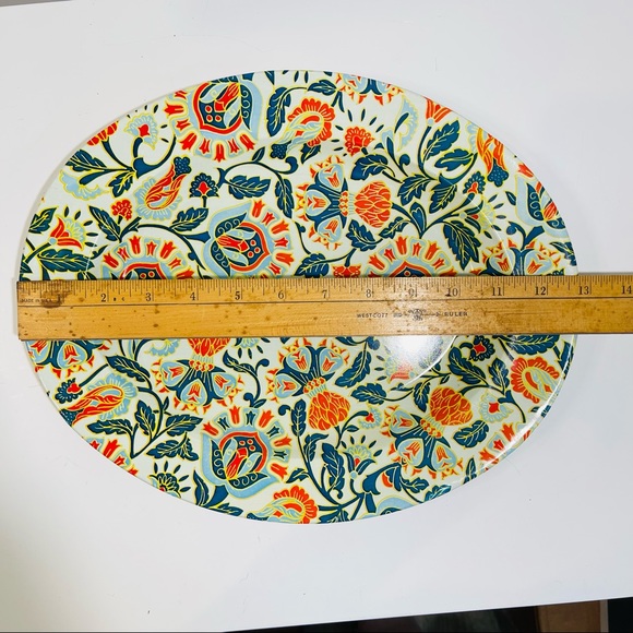 Vintage MCM Nevco 2 Metal trays tin Floral made South Africa red blue #1587 - Picture 5 of 11